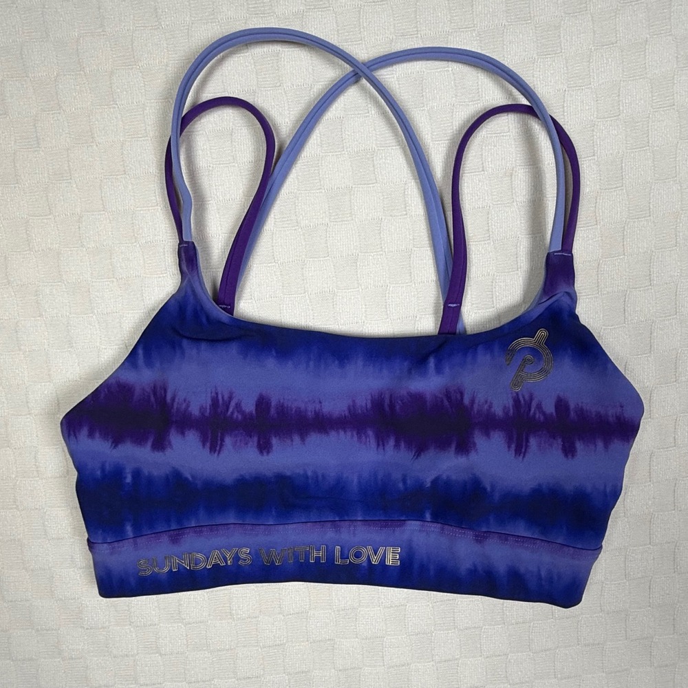 Peloton‎ Women Sports Bra Purple Tie Dye Criss Cross Straps Size S Low Impact